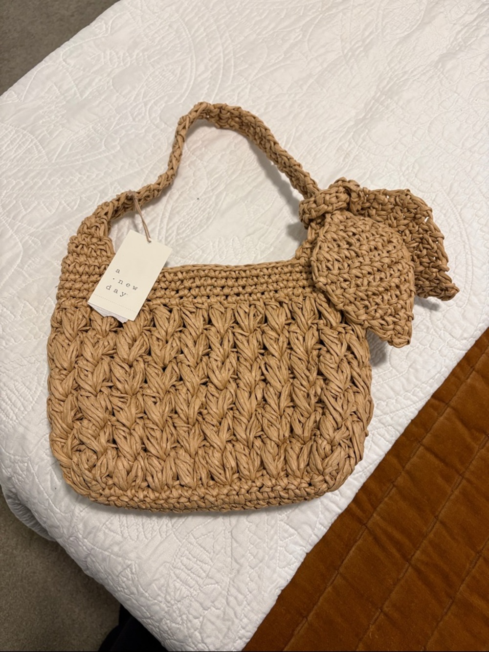 a new day Braided Straw Shoulder Bag in Tan